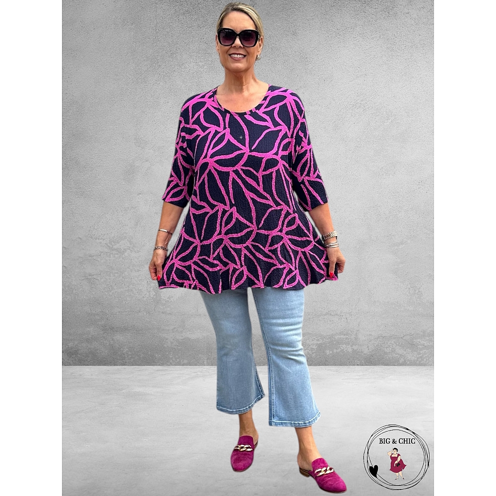 AKH Big Shirt Dani Crash Navy-Pink-Grote Maten Mode