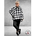 AKH Wijd Shirt Fleece Ruiten Zwart-Grijs-Wit