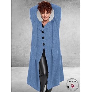 AMANDINE Vest Bouclè Lang Blauw
