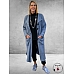 AMANDINE Vest Bouclè Lang Blauw