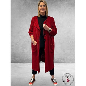 AMANDINE Vest Bouclè Lang Rood