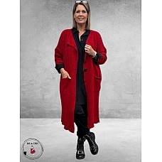 AMANDINE Vest Bouclè Lang Rood