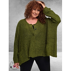 AMANDINE Vest Oversized Cosy Kakigroen