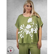 CURVISS Shirt Oversized Olijf/Wit