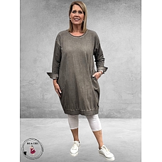 DYB Jurk Ballon Tie-Dye Taupe 