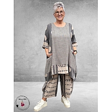 DYB Tweedelige Broek-Tuniek Pak Grijs-Zand