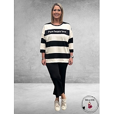 VIA APPIA DUE Sweater Happy Bleu Creme/Zwart