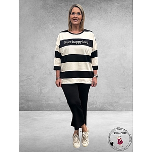 VIA APPIA DUE Sweater Happy Bleu Creme/Zwart