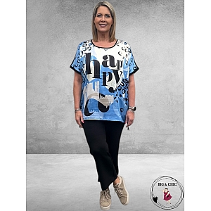 VIA APPIA DUE T-Shirt Happy Bleu Zwart-Blauw
