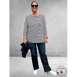 FRAPP Shirt Blauw/Wit gestreept