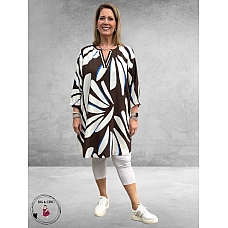 Via Appia Due Jurk-Tuniek Mocca Multikleur