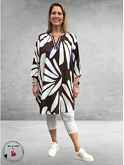 Via Appia Due Jurk-Tuniek Mocca Multikleur