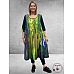 FRENZI Jurk Lang A-Lijn Blauw-Lime-Multi