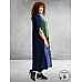 FRENZI Jurk Lang A-Lijn Blauw-Lime-Multi