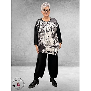 FRENZI Shirt Zwart/Wit Splash