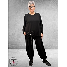 FRENZI Shirt Zwart Bloemapplicatie