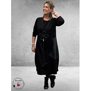 Frenzi Jurk Zwart Leerlook