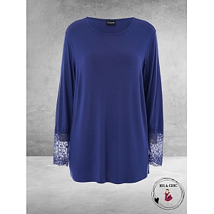 GOZZIP Shirt EMIRA Navy Lace