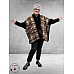 Y & D Poncho met Fake Fur Zwart-Bruin Multi
