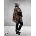 Y & D Poncho met Fake Fur Zwart-Bruin Multi