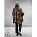 Y & D Poncho met Fake Fur Zwart-Bruin Multi