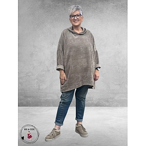 NEW COLLECTION Trui met Capuchon Taupe