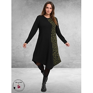 KEKOO Jurk Seriva Zwart/Olijf