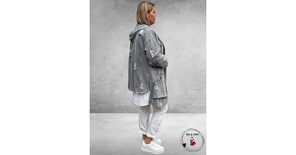 RITAFINK Jeans Jacket Detroyed Grey-Grote Maten Mode
