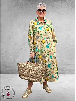 Noen Jurk Maxi Citroenen/Vogels