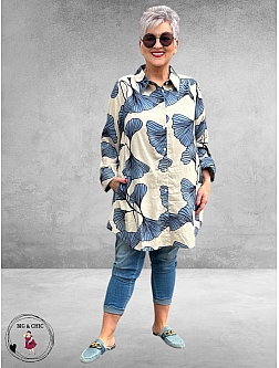 NOEN Blouse-Tuniek Bladmotief Blauw