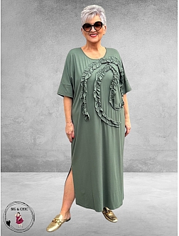 Noen Jurk Maxi Ruffle Olive Green