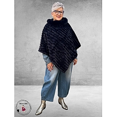 BG Poncho Fake Fur Blauw