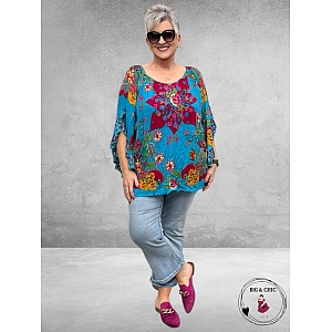ORIENTIQUE Boho Top Floral Turquoise