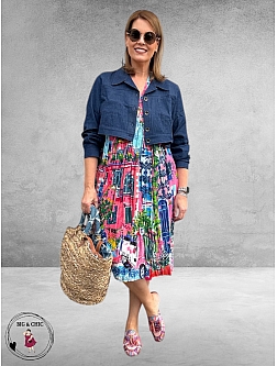 Orientique Jurk Scooter Print Katoen