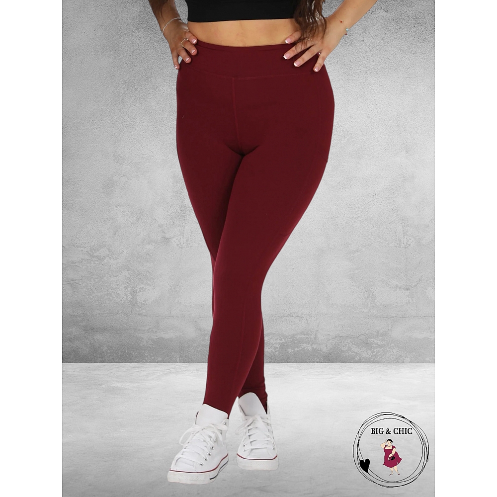 Pamela Mann Legging Met Zakje Bordeaux rood-Grote Maten Mode