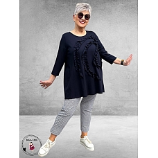 ROBELL Broek Rose Slim Fit Enkel Navy/Wit