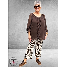 ROBELL Broek Joella Flair Creme/Bruin