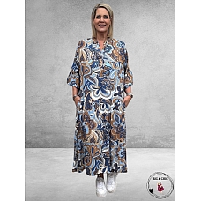 Version Ibiza Strokenjurk Maxi Blauw Retro