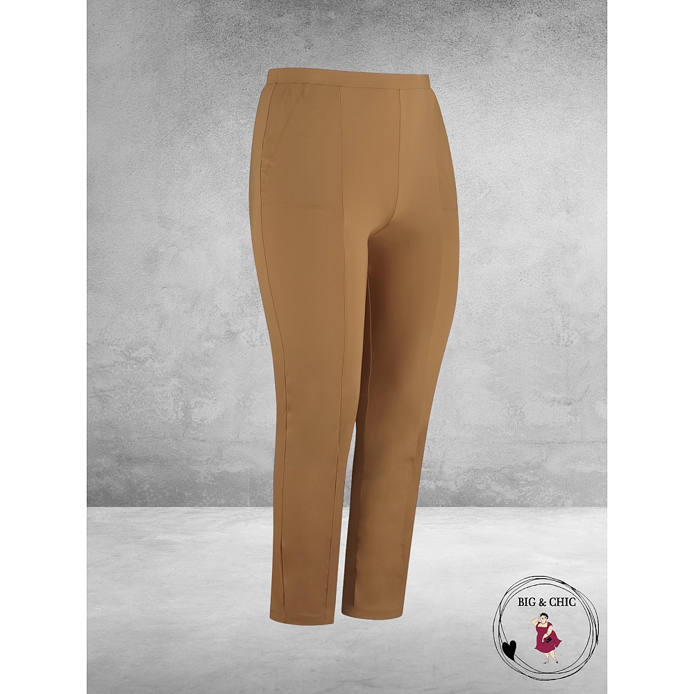 PLUS BASICS Broek Pants Tight Caramel-Grote Maten Mode